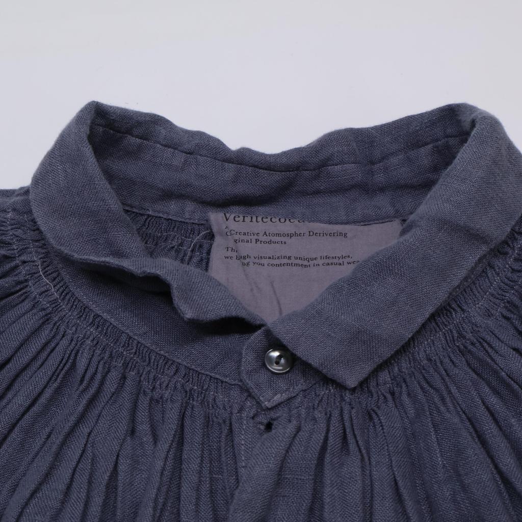 Veritecoeur VC-1658 Gathered Blouse Tops F blueUsed