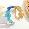 Colorful Woven Flower Bangle Vintage Hand Ring Retro Raffia Grass Bracelet  Gift