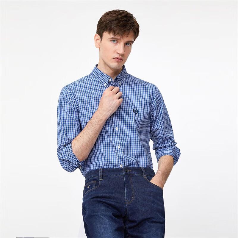 Goldlion Men's Plaid Long Sleeve 100% Cotton Shirt
