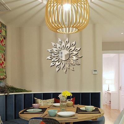 3D Mirror Sun Art Removable Wall Sticker Acrylic Mural Decal Home Room Decor ~