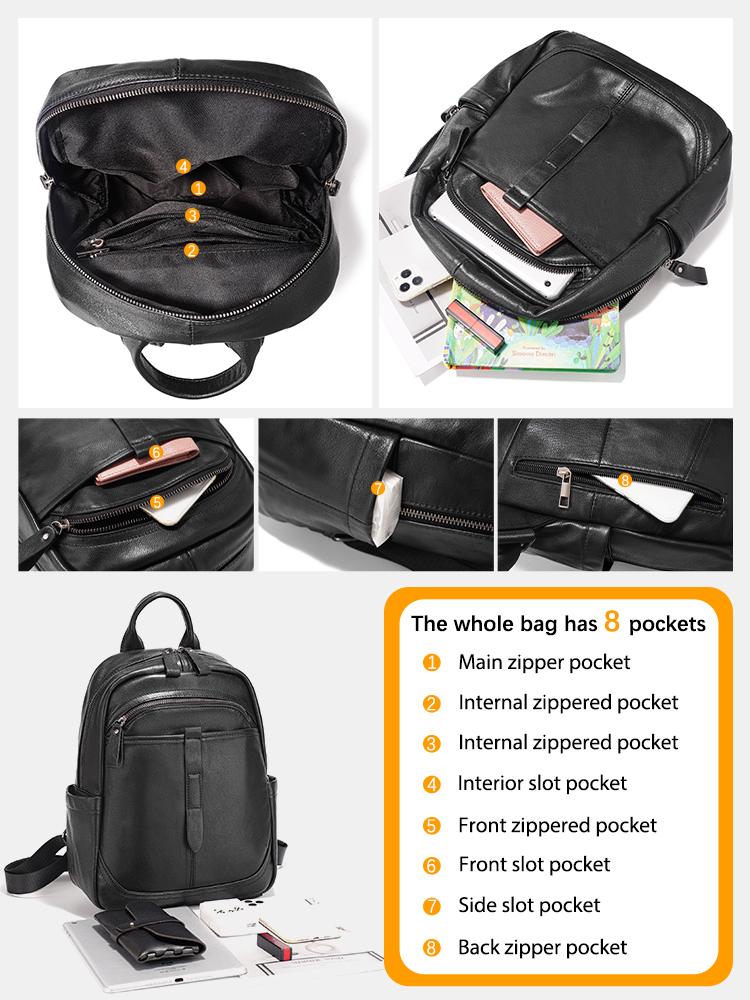 Zency Women's 100% Genuine Leather Backpack Large for Commute Travel Work