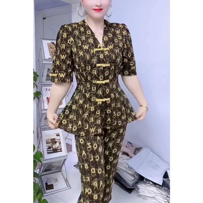 

Женский комплект больших размеров с принтом, не стареющим со временем - Коллекция Лето 2025 5XL (155-170 jin)