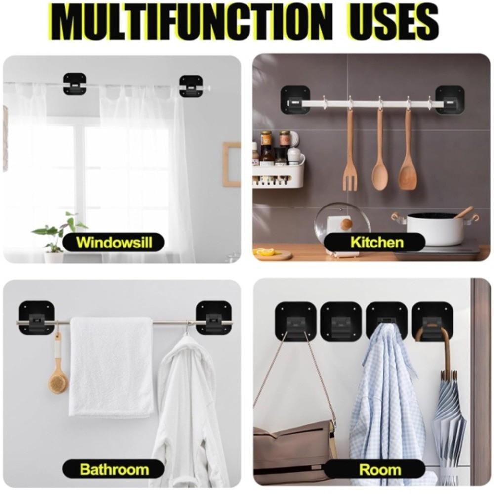 2pcs Adhesive Curtain Rod Holder Adjustable Curtain Rod Hook Curtain Rod Brackets  for Bedroom Home
