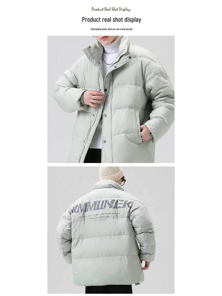 Cross-Border Korean Stand Collar Loose Thickened Couple Down Jacket