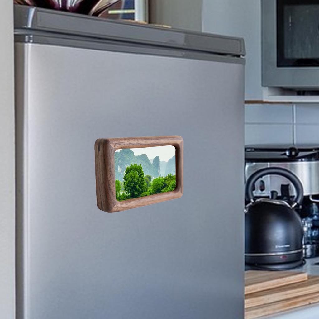 Picture Frame Wood Ornament Picture Display Frame for Cabinet Fridge Kitchen Desktop Photo Display Home Decoration Artwork