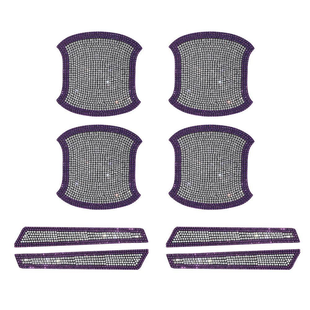 8 ks kamínkových křišťálových samolepek na dveřní misku do auta s nálepkou na kliku dveří, samolepky proti poškrábání, protikolizní proužek