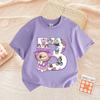Cute Letter Printed T-shirt Cotton Summer Outdoor Wear Short Sleeve Girls Clothes Top Cartoon Children Clothing Toddler