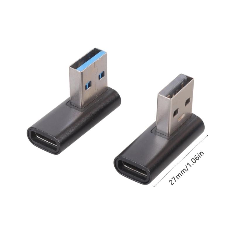1 Pair Left And Right Angled USB A To USB C Converter Replacement Adapter Support Data Transfer And Powering Devices