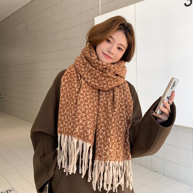 

Autumn and winter new milk fleece scarf high-end women s versatile shawl plaid thickened scarf 60*200CM