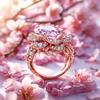 European and American Fashion Retro-style Ring with Pink Gemstones, a Luxurious and High-end Accessory