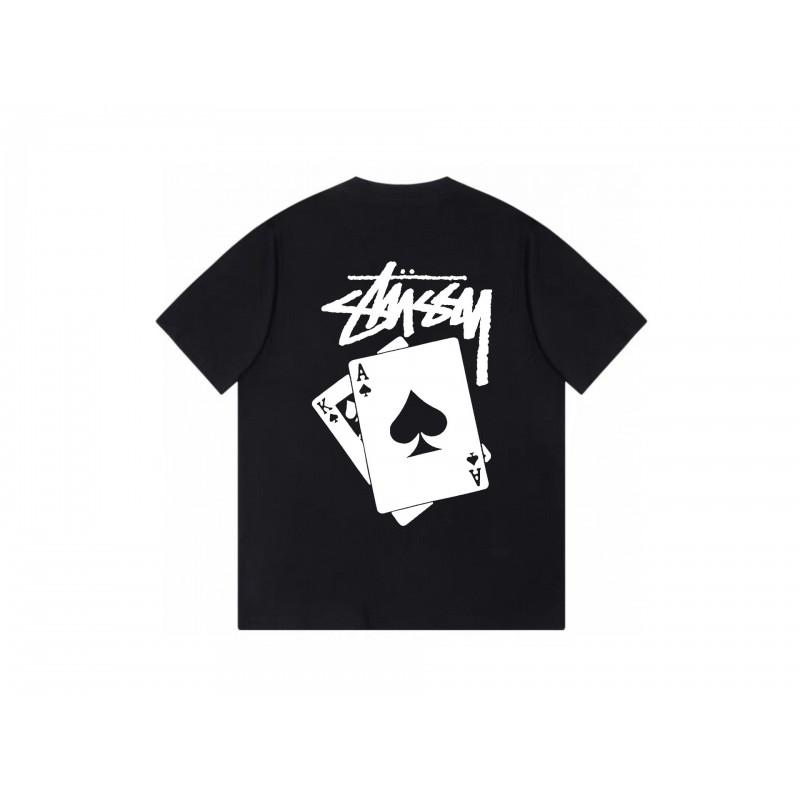 Stussy Short Sleeve T-Shirt Teens Loose Fit 270g Cotton Round Neck Casual Wear