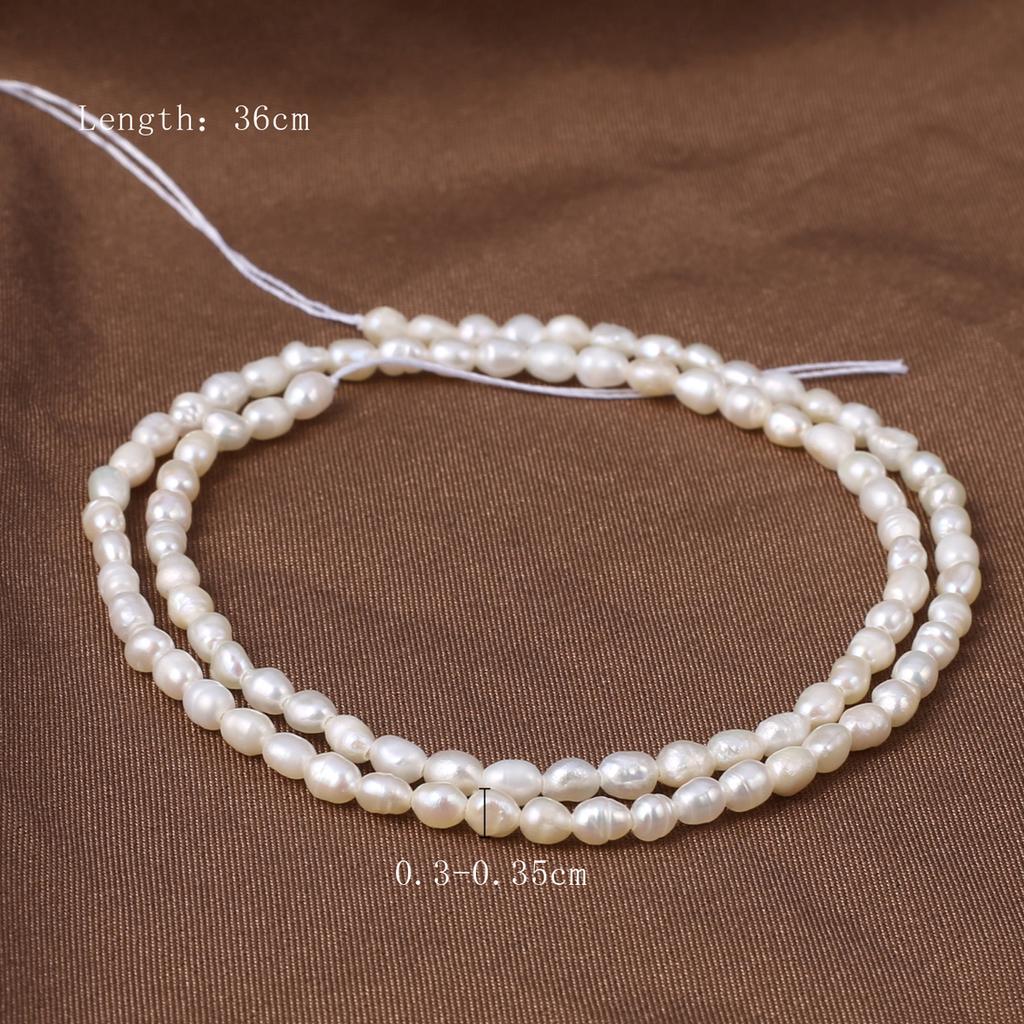 1String, White Natural Freshwater Pearls, Handmade Rice Pearl Beads, 3-3.5 Mm, for DIY Necklace Accessories, Jewelry Making, Women Gift, 36 Cm