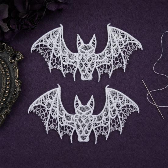 Embroidered Patch Accessories 2PCS Halloween Bat Patch, Lace Gothic Wing Design Non-fading Fabric Patches DIY Clothing Badges, for Backpacks