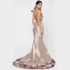 Spring and suer new women's clothing temperament sexy dress banquet backless printing embroidered dress