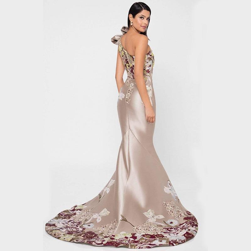 Spring and suer new women's clothing temperament sexy dress banquet backless printing embroidered dress