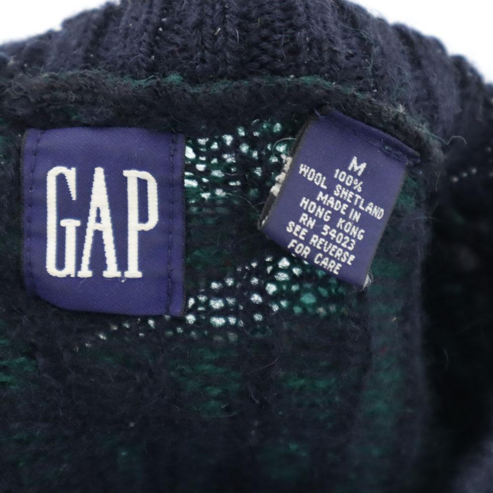 GAP 90s Wool Old Nordic Pattern Long sleeve sweater M Navy other knit Men's Used