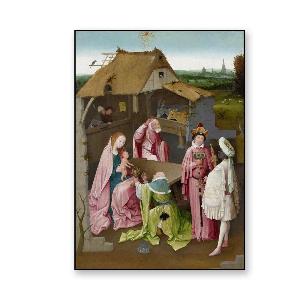 Classical Oil Painting Poster The Adoration of the Magi Prints Hieronymus Bosch Canvas Painting Living Room Home Decoration