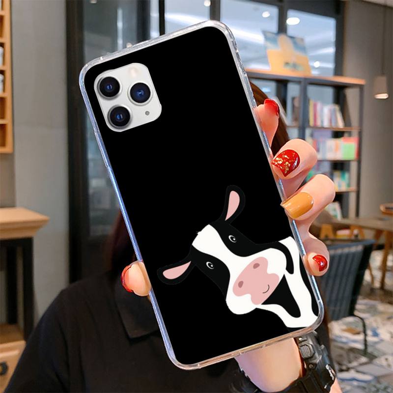 Animal Cute Cow Phone Case for iPhone 11 12 13 Mini Pro Max 8 7 6 6S Plus X 5 SE 2020 XR XS Case shell
