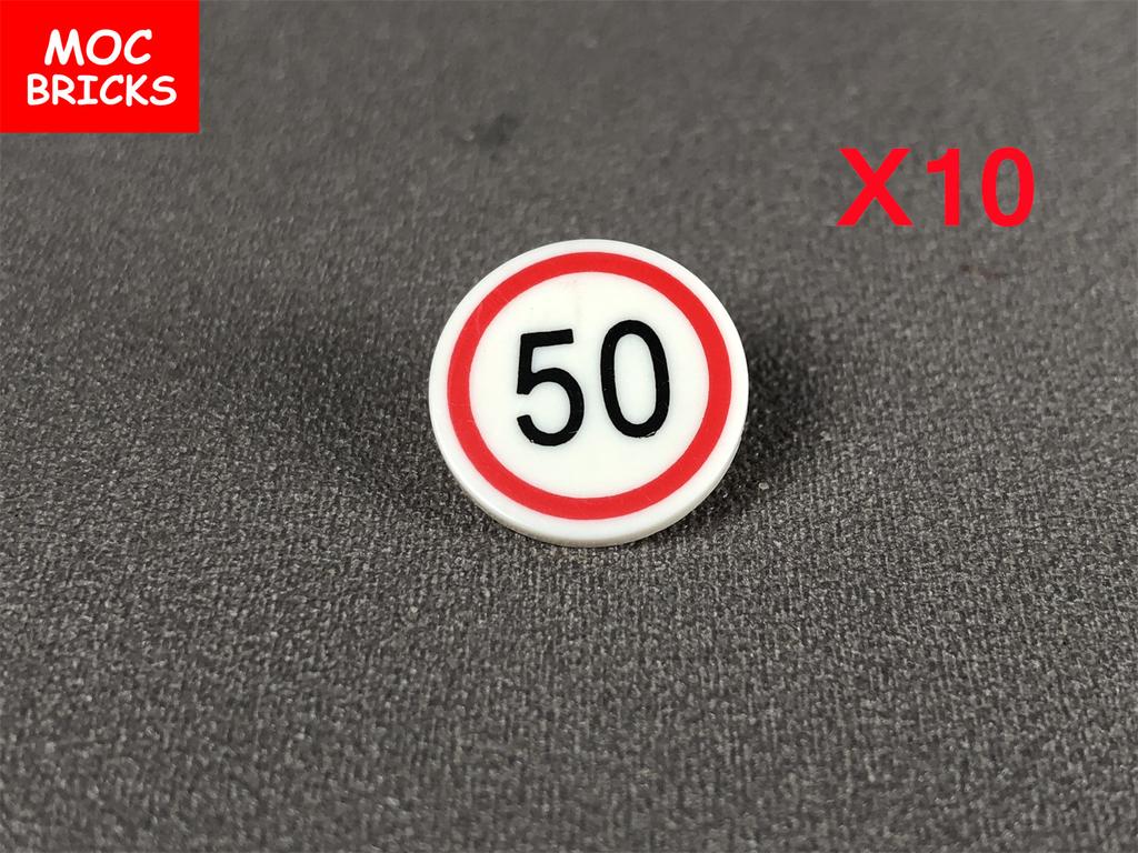 MOC Bricks Road Sign 1X2 1X4 2X2 Traffic Light City Street Crosswalk Railway Toys Educational Building Blocks Dolls Kids Gifts