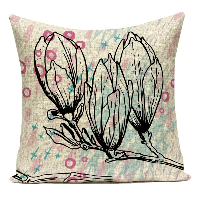 Decorative Throw Pillows Case Floral White Red Pink Flower Polyester Pillow Cushion Cover For Sofa Home Living Room Decor