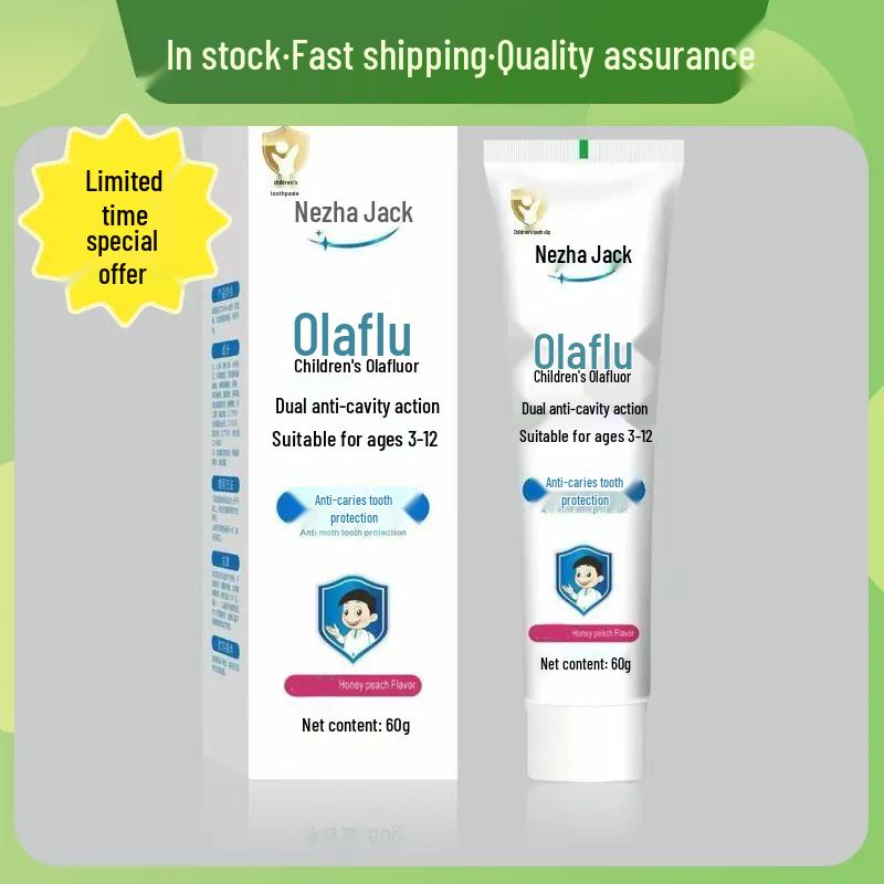 Nezha Jack Kids  Olafluor Toothpaste - Dual Effect, Anti-Cavity & Decay Protection with Fluoride for Teething Period.