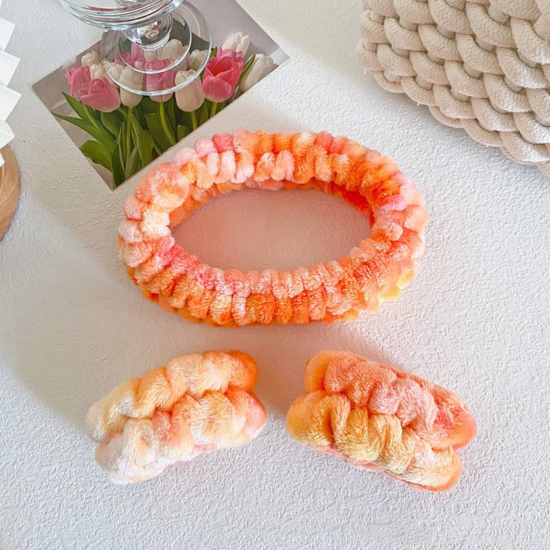 Women Girls Wash Face Spa Makeup Headbands Soft Coral Fleece Absorbent Headband Waterproof Wrist Band Elastic Hair Bands