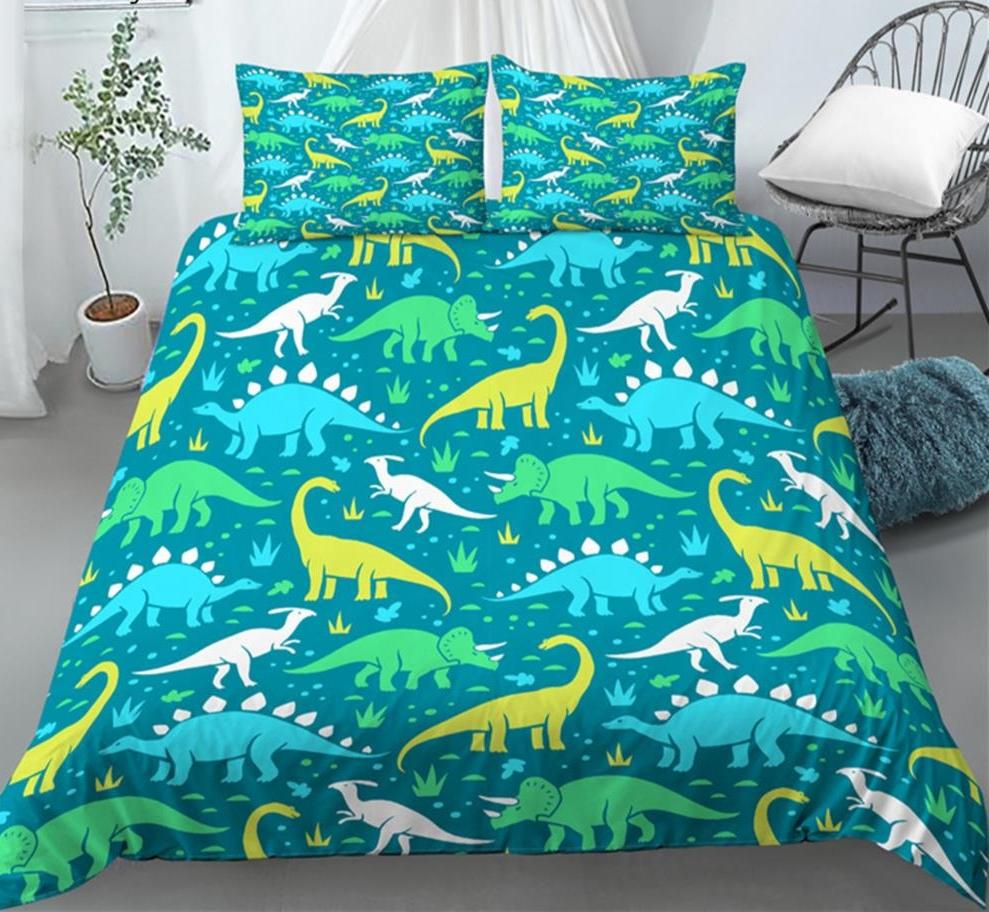 3D Dinosaurierdruck Gemütliches Bettbezug-Set Queen King Size Cartoon Bettwäscheset Wohnen Zuhause Luxus 3-teiliges Set mit 2 Kissenbezügen