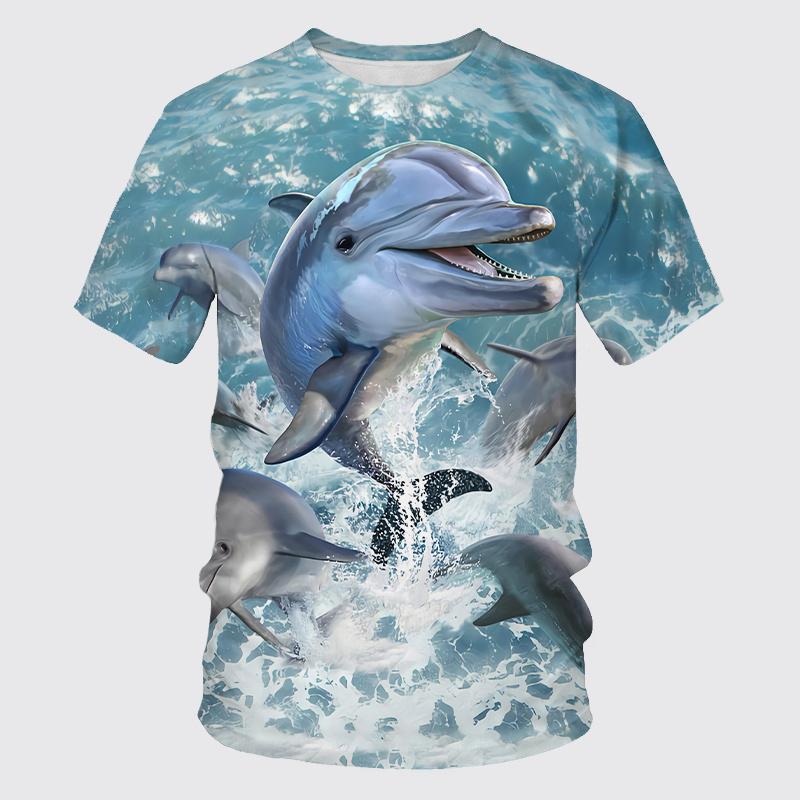 Summer Dolphin T-Shirts Cute Sea Animal 3D Printed Streetwear Men Women Casual Fashion Oversized T Shirt Kids Tees Tops Clothing