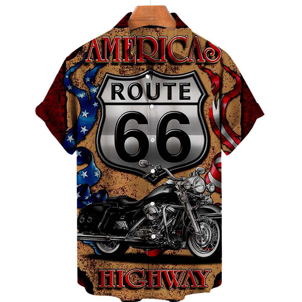 Hawaiian Colorful Sci-Fi Space War Elements Printing Breast Pocket Short Sleeve Shirt Loose Versatile Casual Sports Summer Men