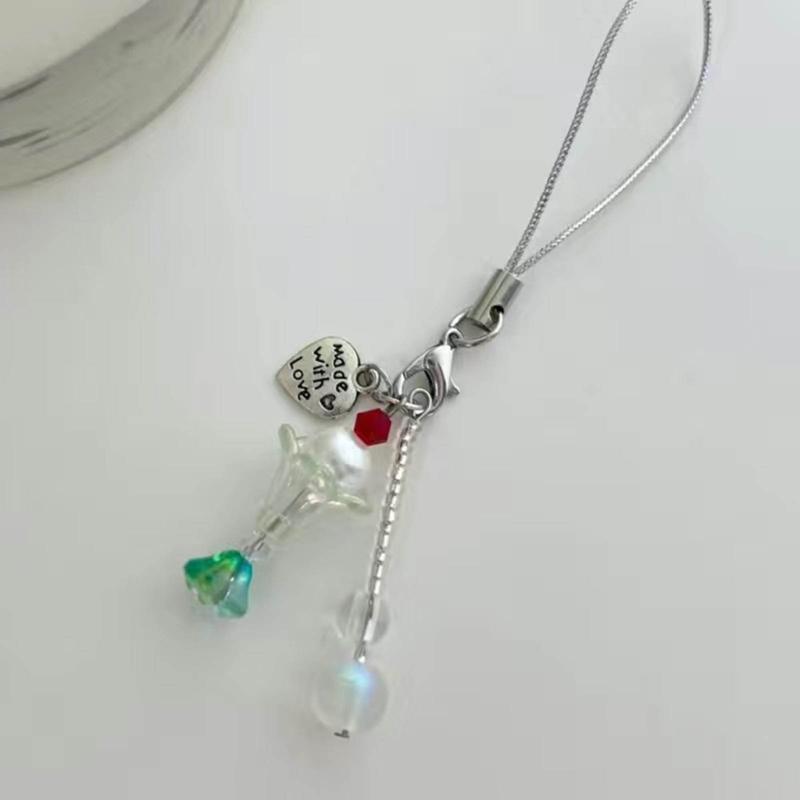 Entzückender Perlen-Schlüsselanhänger Niedlicher Schlüsselanhänger Einfaches Handy-Anti-Verlust-Lanyard Ornament Perfektes Geschenk für Freunde Familie Paare