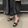 High-heeled cool slippers for women's 2025 summer new thin-heeled square-toed open-toed one-word slippers