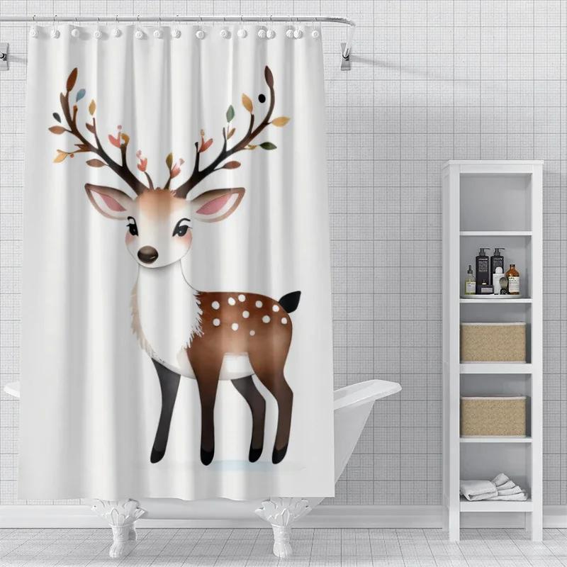 Home Decoration Shower Curtains For Bathroom Waterproof Curtain Fabric Modern Nordic Style Living Room Merry Christmas Winter