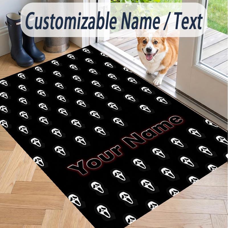 Custom Text Scream Ghostface Pattern Floor Rug Soft Indoor Carpet Mat Living Room Bedroom