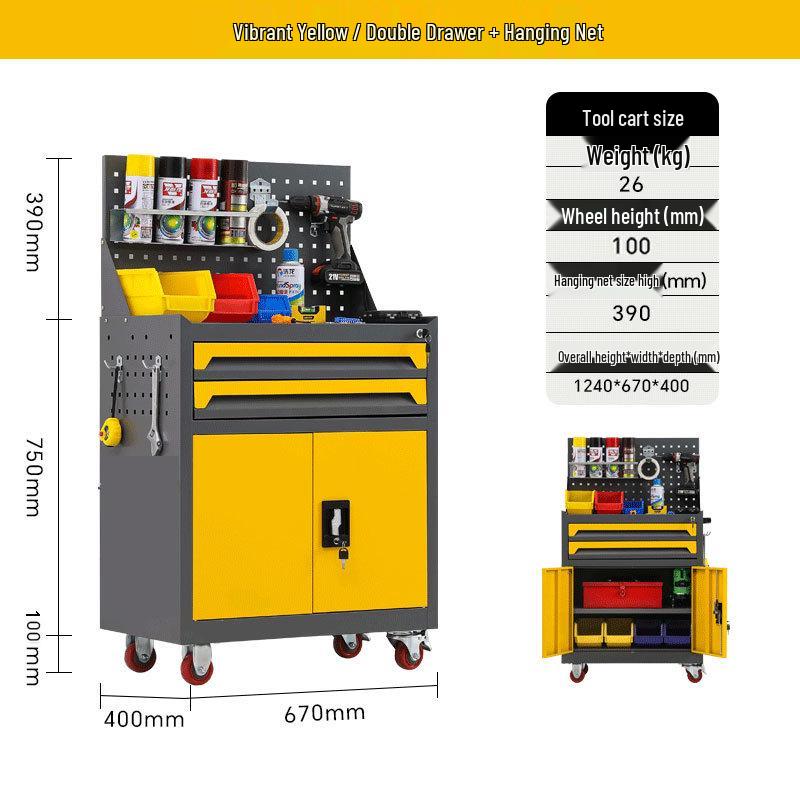 Heavy-Duty Mobile Tool Cart with Drawer - Multi-functional Hand Truck for Workshop