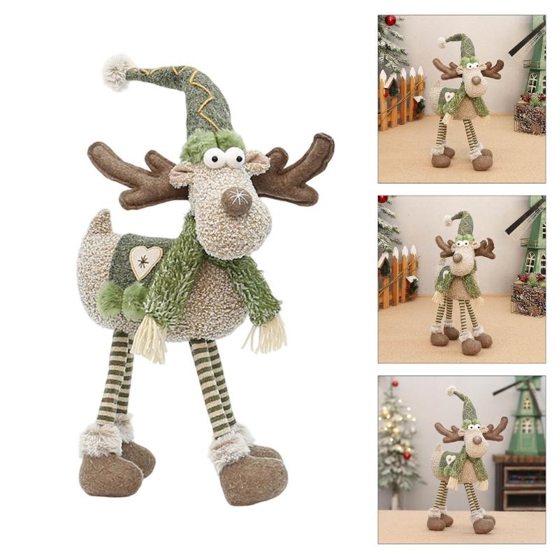 Plush Deer Doll Ornament 21.7Inch High Elk Figure Christmas Decoration For Mantles Shelf Desk Display Home Decoration