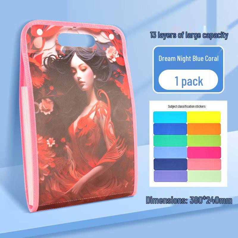 

A4 Cartoon Accordion Bag - 3D Large Capacity Multi-layer Vertical Folder for Test Papers