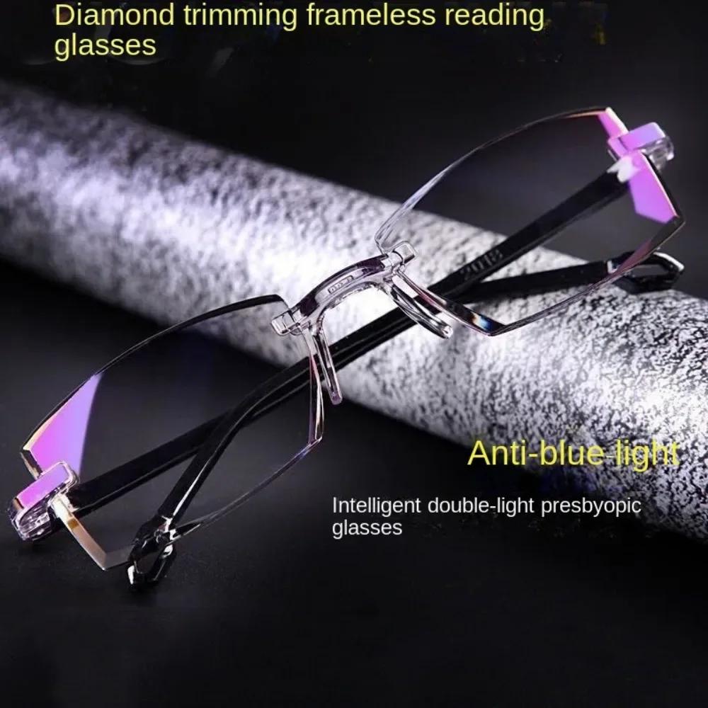 Bifokale Gleitsichtbrille Diamantschliff Herren Blaulichtfilter Multifokale Brille Ultraleichte randlose Brille