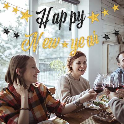 2024 New Year Banner Sparkling Vibrant Color Fine Texture Fade-Resistant Hanging Banner Holiday Decoration Photography Prop