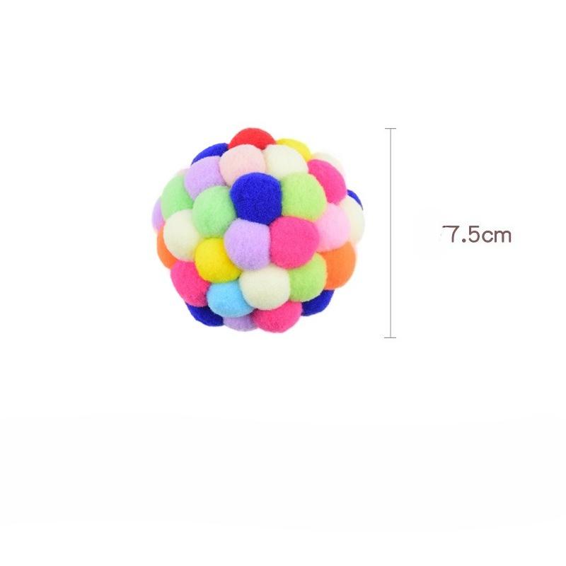 Colorful Plush Bell Ball Cat Toy - Fun and Scratchable Plush Balls for Solo Play with Cats.