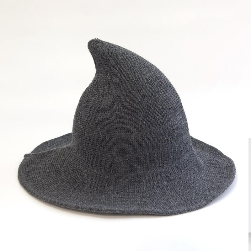 Halloween Foldable Knitted Witch Wizard Hat Pointed Top Cosplay Party Costume Hat