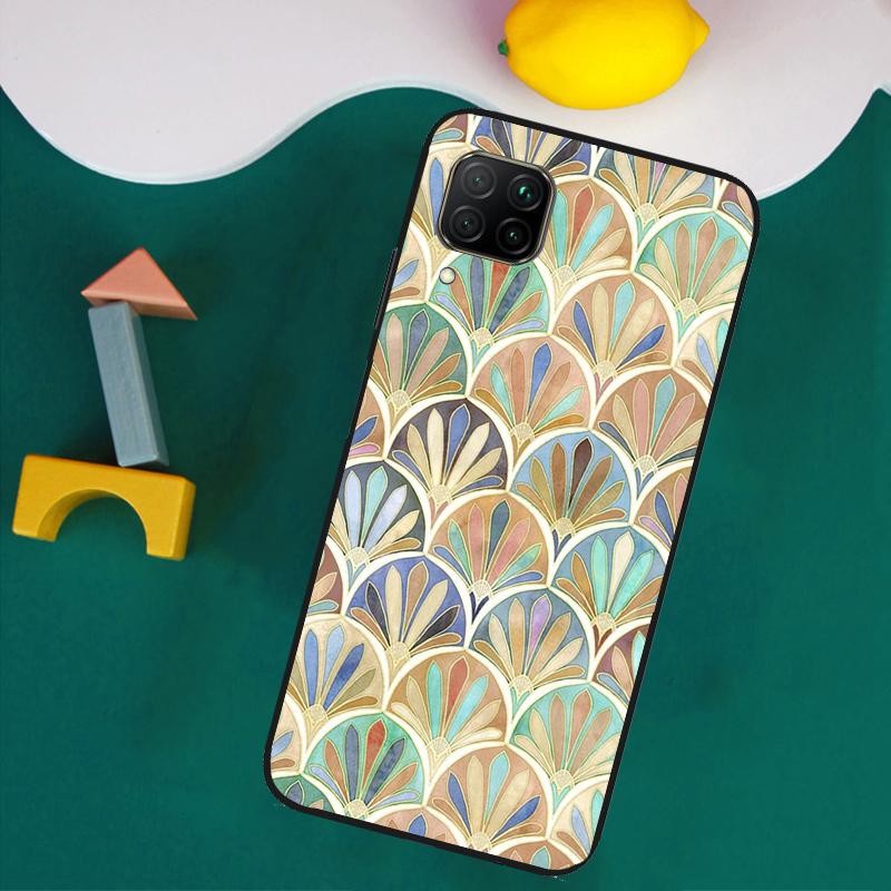 Muted Moroccan Mosaic Tiles For Huawei Nova 11i 12s 12i 8i 7i Y73 Y70 Y90 Y60 Y72 Y61 Y91 9 10 SE P30 Pro P40 Lite Case