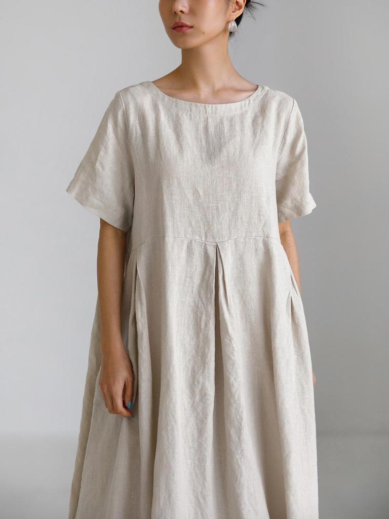 Abito Pullover Lungo in Cotone e Lino Taglie Forti Stile Mori Estate 2025 – Ispirazione College