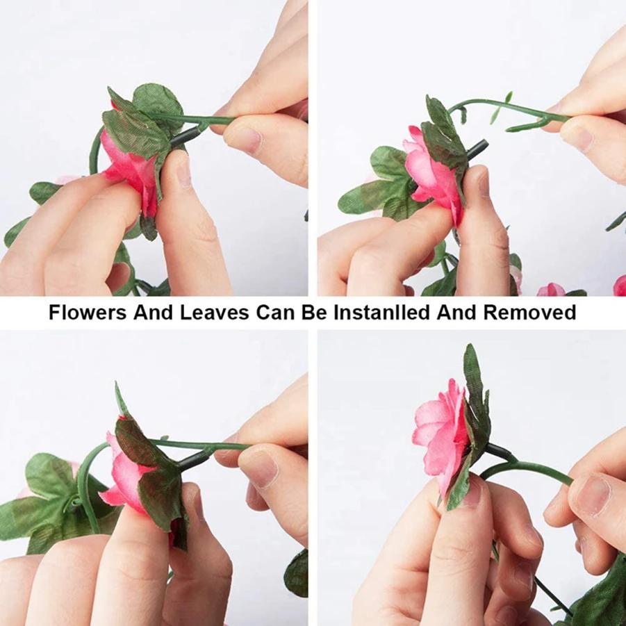 250CM Artificial Rose Flowers Wedding Home Room Decoration Spring Autumn Garden Arch Christmas Rattan DIY Gift Fake Plants Vine
