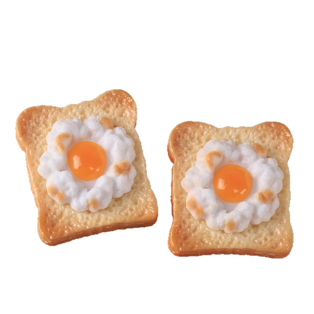 Large Fried Egg Bread Miniature Toy Magnet Pendant