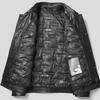 Leather Men's Leather Top Layer Cowhide Jacket with Detachable Down Jacket, Business Leather Jacket, Lapel Collar, Middle-aged Thick Coat