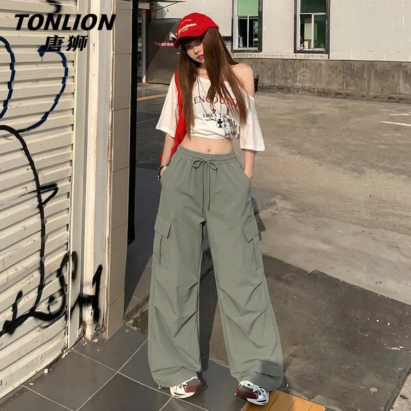 TonLion Women s Cooling Straight Leg High-Waist Cargo Pants M
