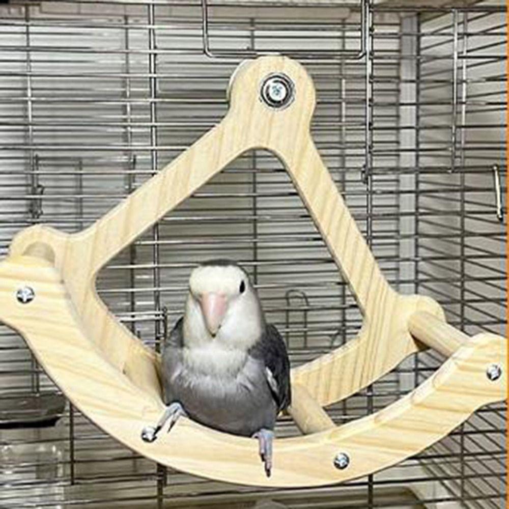 Wooden Parrot Swing Durable Rocking Perch Stand Enrichment Toy Bird Cage Accessories  Pet Parrot