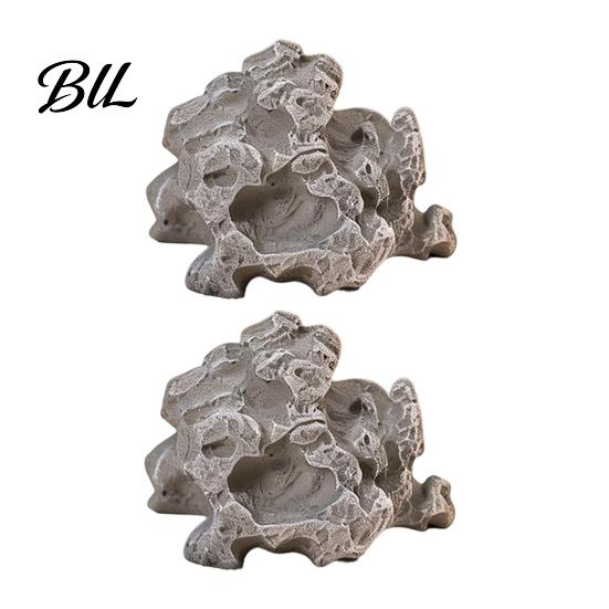 Mini Rock Arrangement for Landscaping 2 Pcs Miniature Stone Statue Resin Fake Models Diorama Delicate Art Piece Supplies Micro Train Landscape Railway