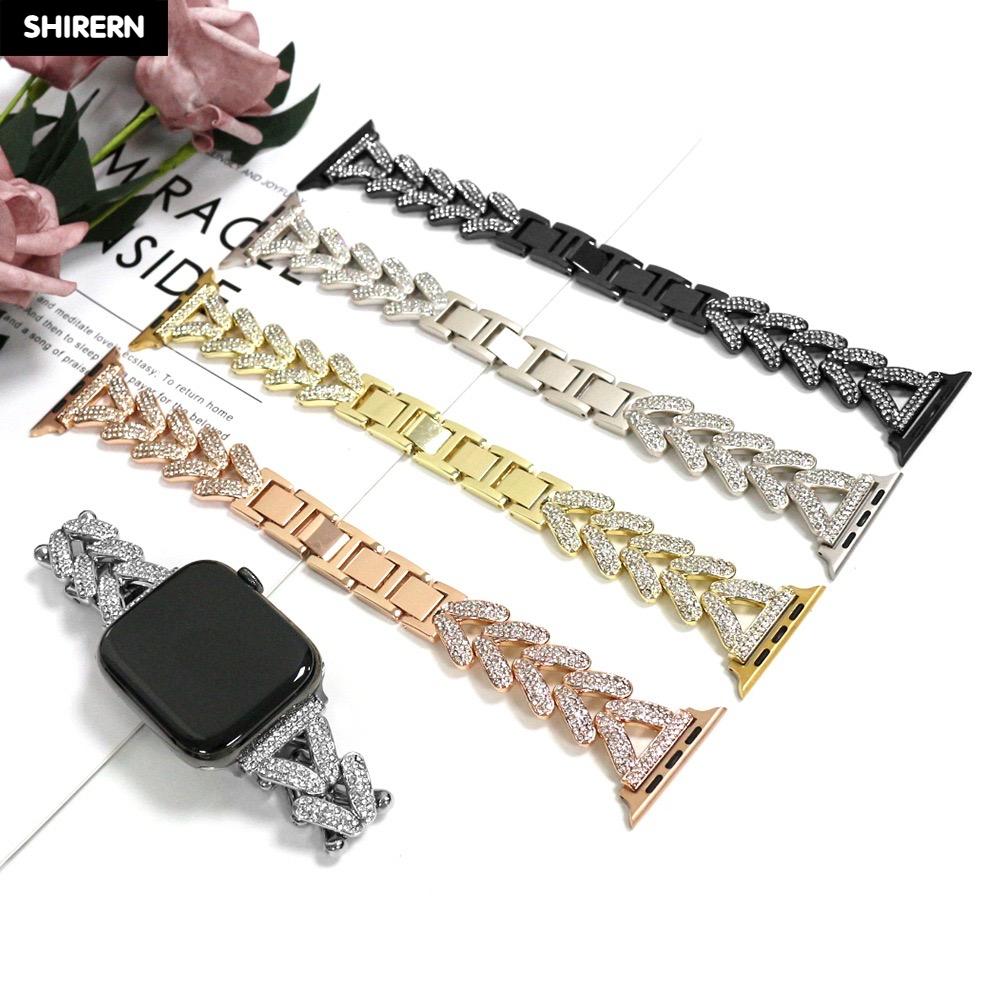 

Полный блестящий бриллиантовый ремешок для Apple Watch Series 9 8 7 6 SE 5 4 3 45/44/42/41/40/38 мм, роскошный браслет для IWatch Ultra 2 49 мм