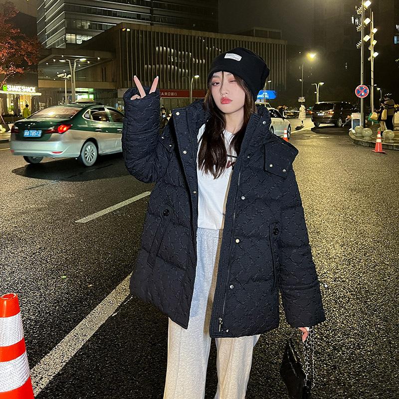 

Женская хлопковая одежда 2025 Зима Новая корейская куртка-хлеб Утолщенная модная повседневная пуховая хлопковая куртка M чёрный